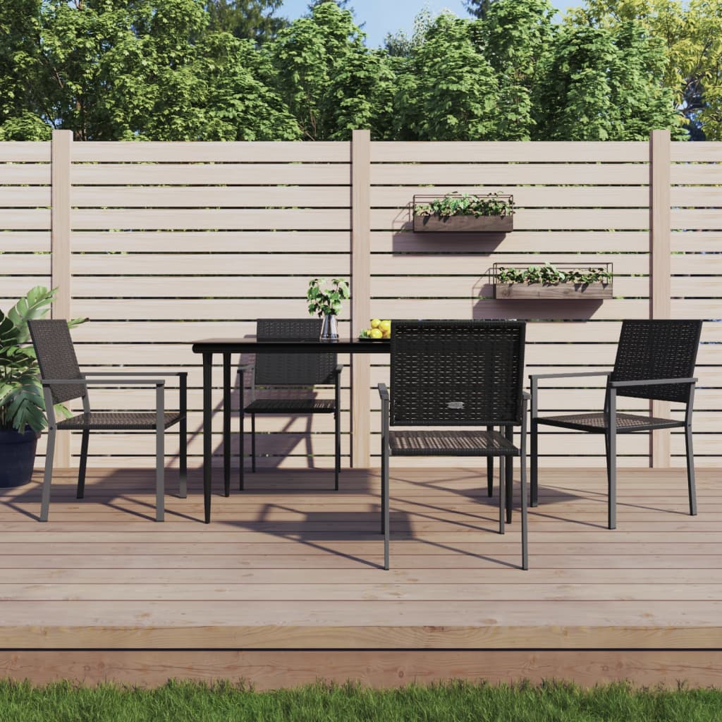 vidaXL Garden dining chairs 4 pcs with cushions 54x62.5x89 cm poly rattan black