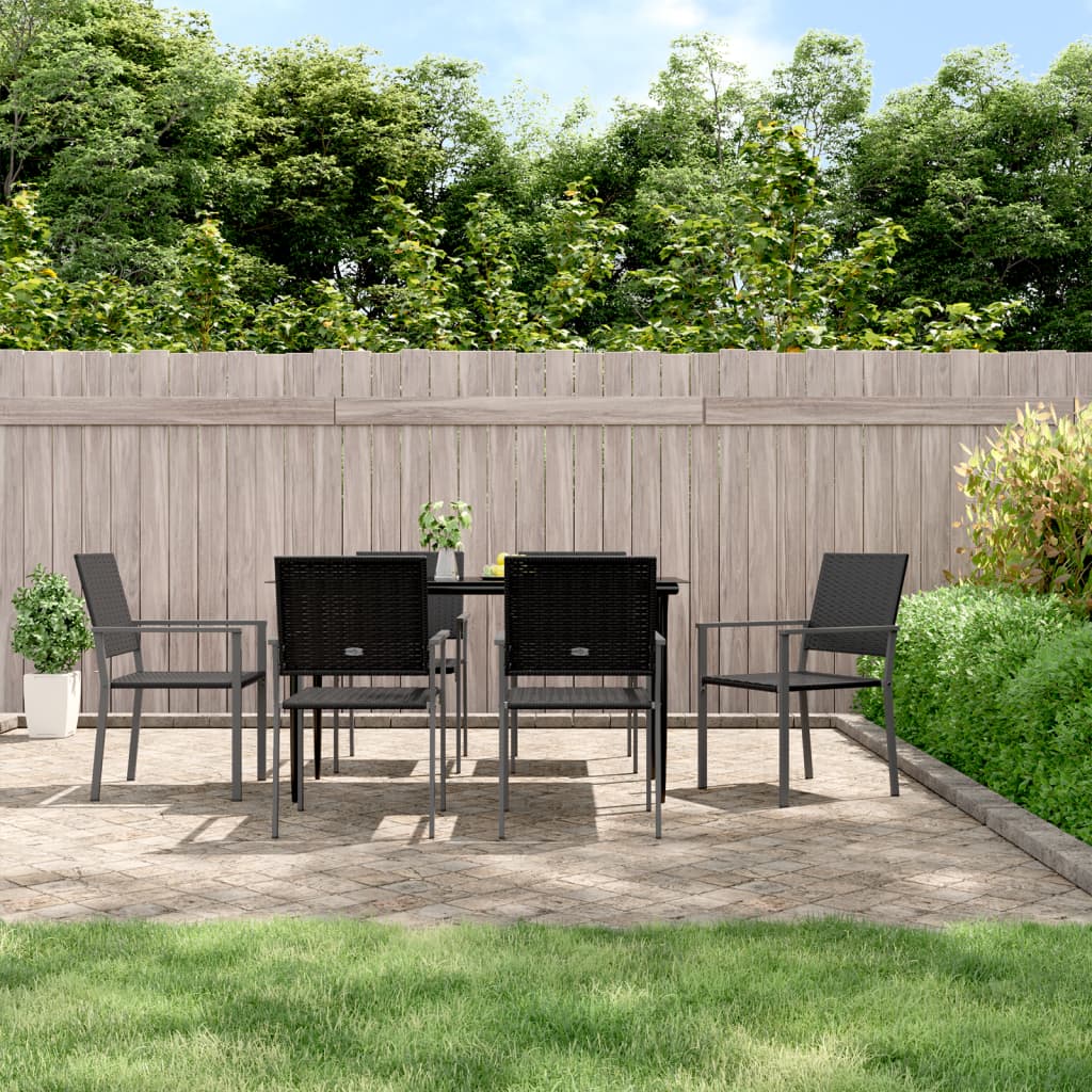 vidaXL Garden dining chairs 4 pcs with cushions 54x62.5x89 cm poly rattan black
