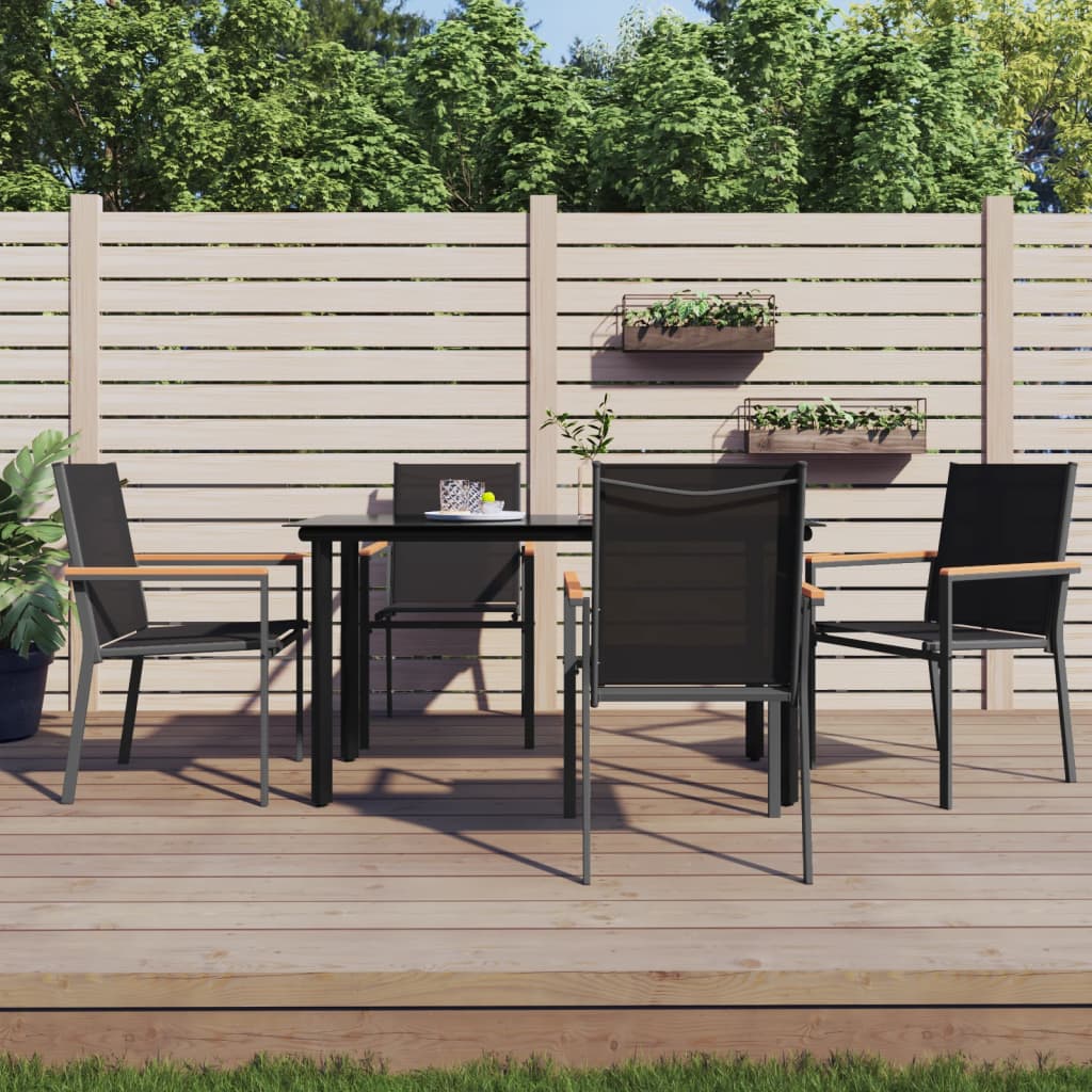 vidaXL Garden Chairs 4 pcs 55x61.5x90 cm Textilene and Steel Black