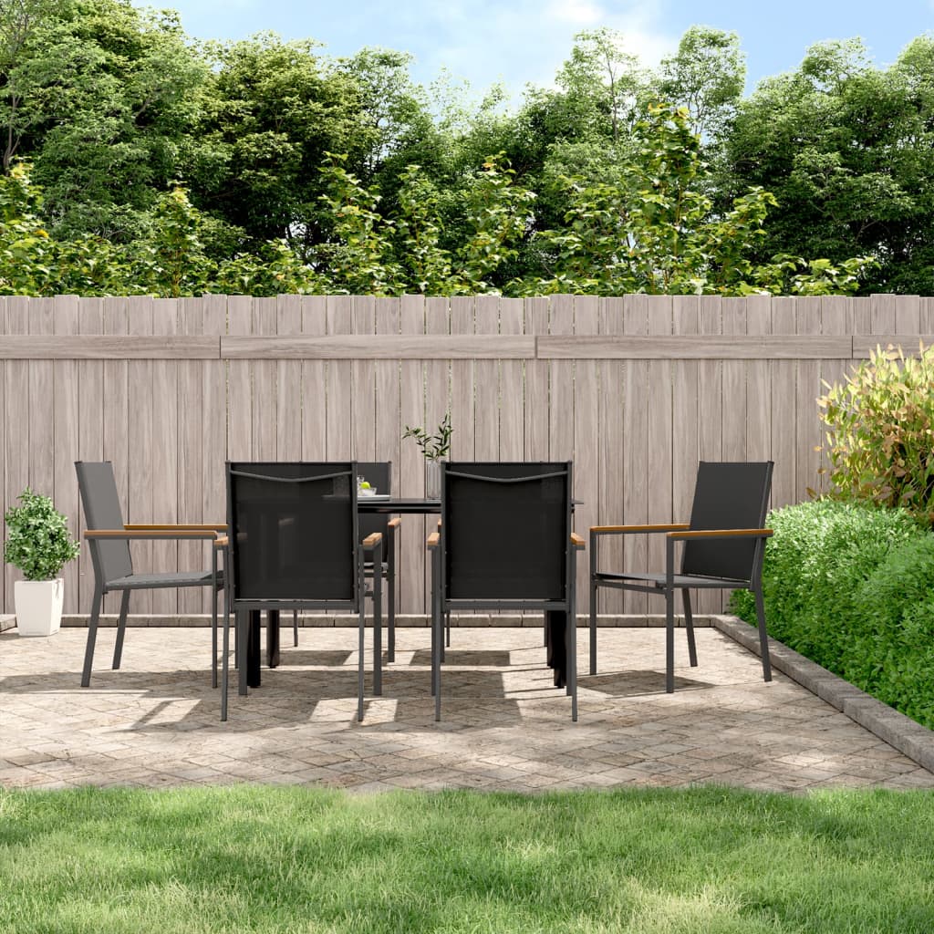 vidaXL Garden Chairs 4 pcs 55x61.5x90 cm Textilene and Steel Black