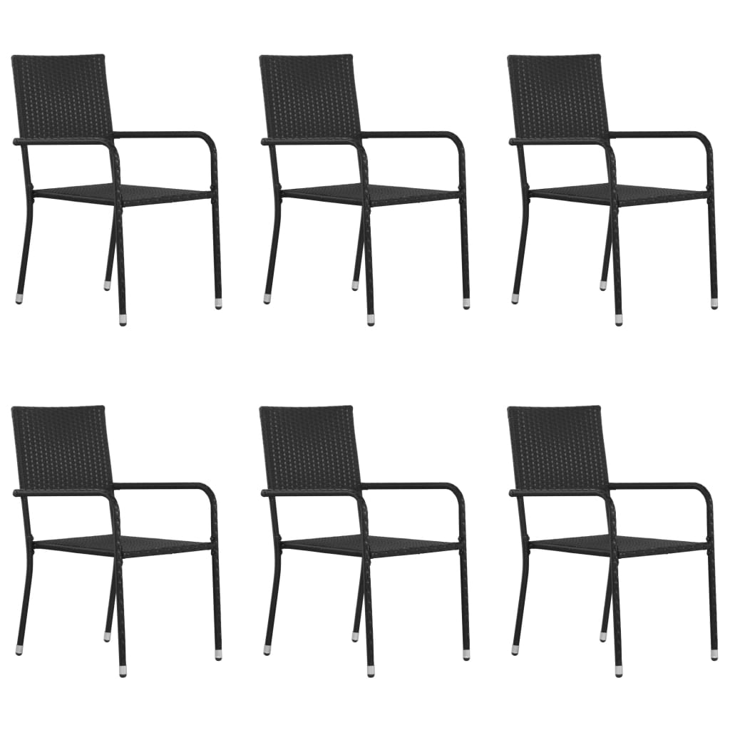 vidaXL Tuinstoelen 2 st stapelbaar poly rattan zwart