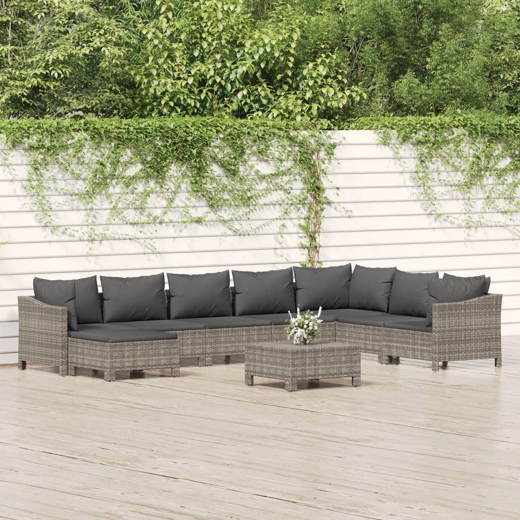 vidaXL 7-Piece Lounge Set with Cushions Poly Rattan Grey