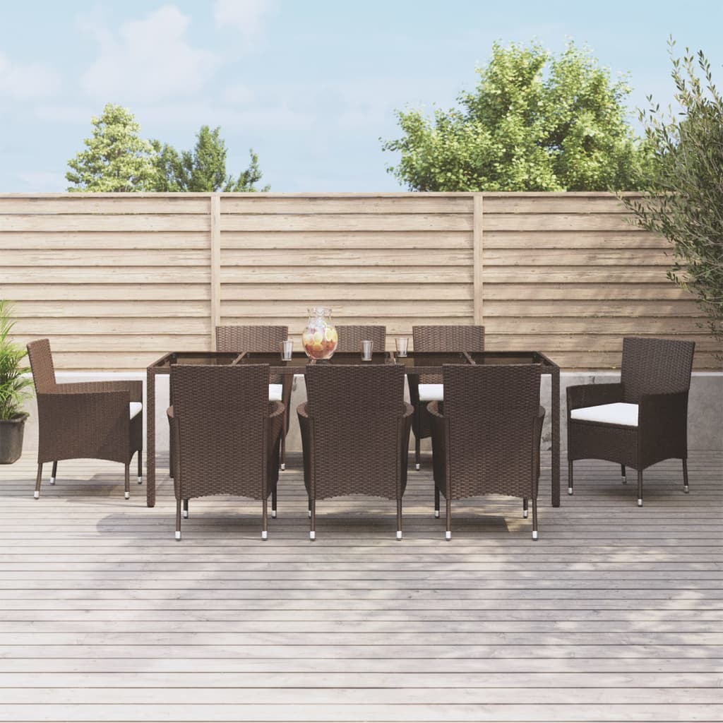 vidaXL 5-piece Garden Lounge Set with Cushions Poly Rattan Brown