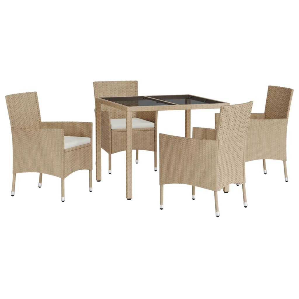 vidaXL 3-Piece Garden Lounge Set with Cushions Poly Rattan Beige