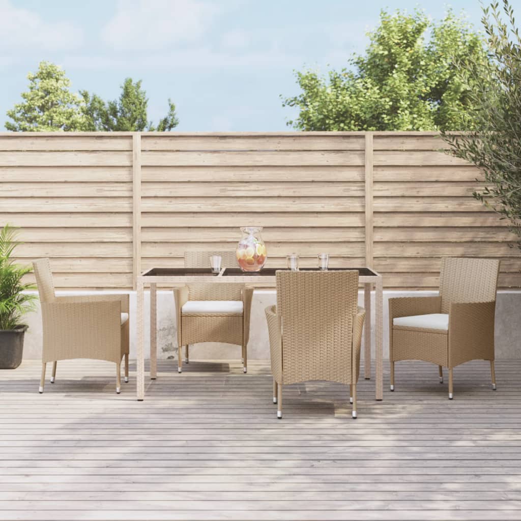 vidaXL 3-Piece Garden Lounge Set with Cushions Poly Rattan Beige