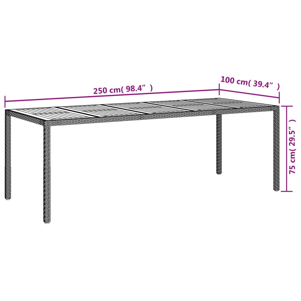 vidaXL 3-delige Tuinset met kussens poly rattan zwart