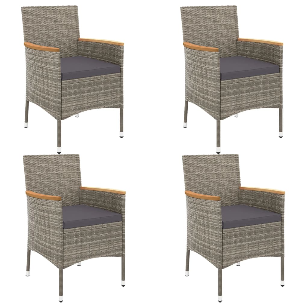 vidaXL 3-Piece Garden Lounge Set with Cushions Poly Rattan Grey