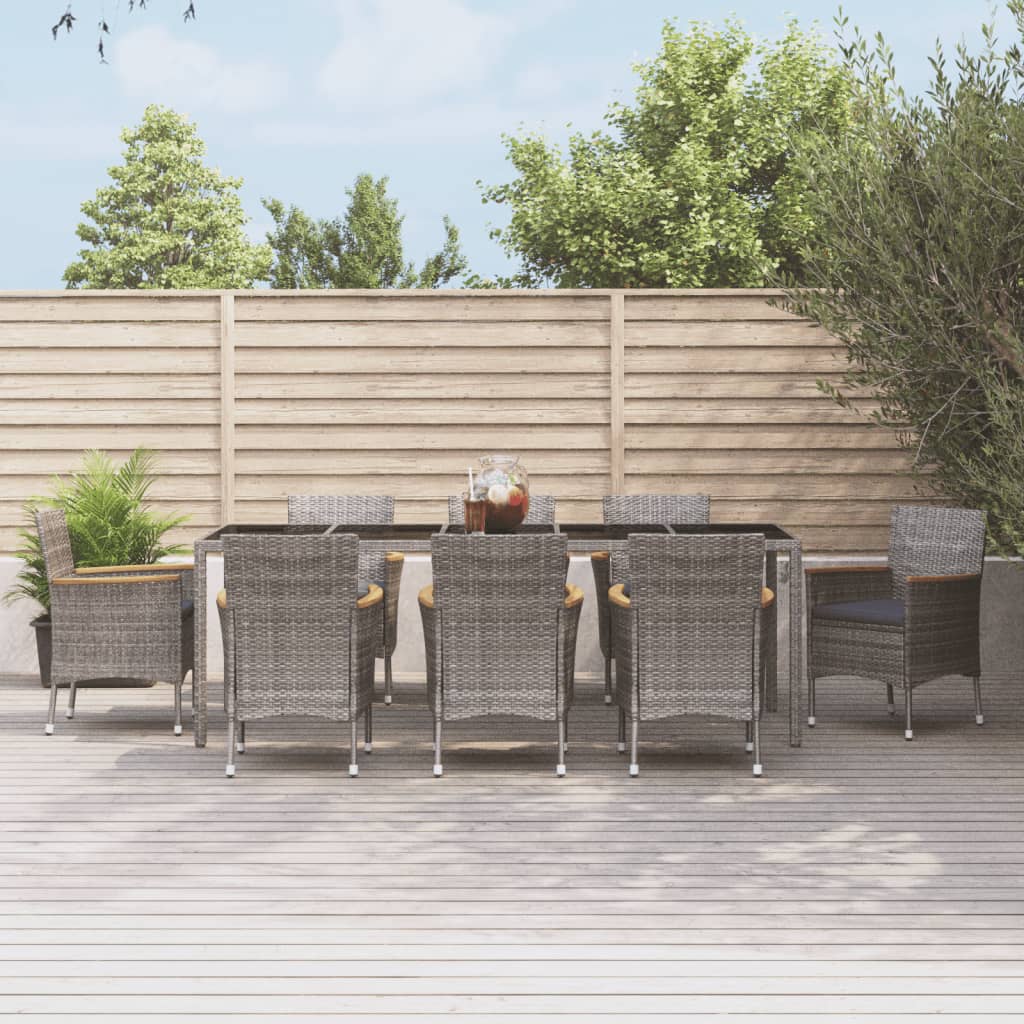 vidaXL 3-Piece Garden Lounge Set with Cushions Poly Rattan Grey