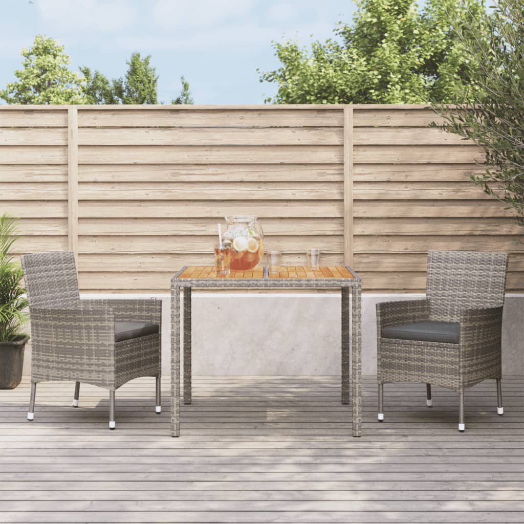 vidaXL 3-Piece Garden Lounge Set with Cushions Poly Rattan Grey