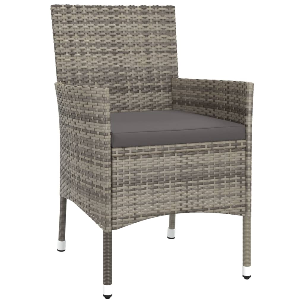 vidaXL 3-Piece Garden Lounge Set with Cushions Poly Rattan Grey