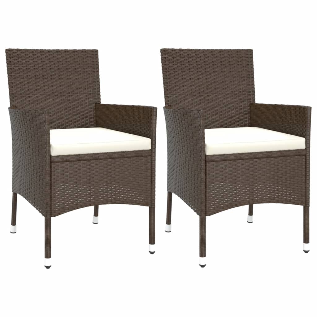 vidaXL 3-delige Bistroset met kussens poly rattan bruin