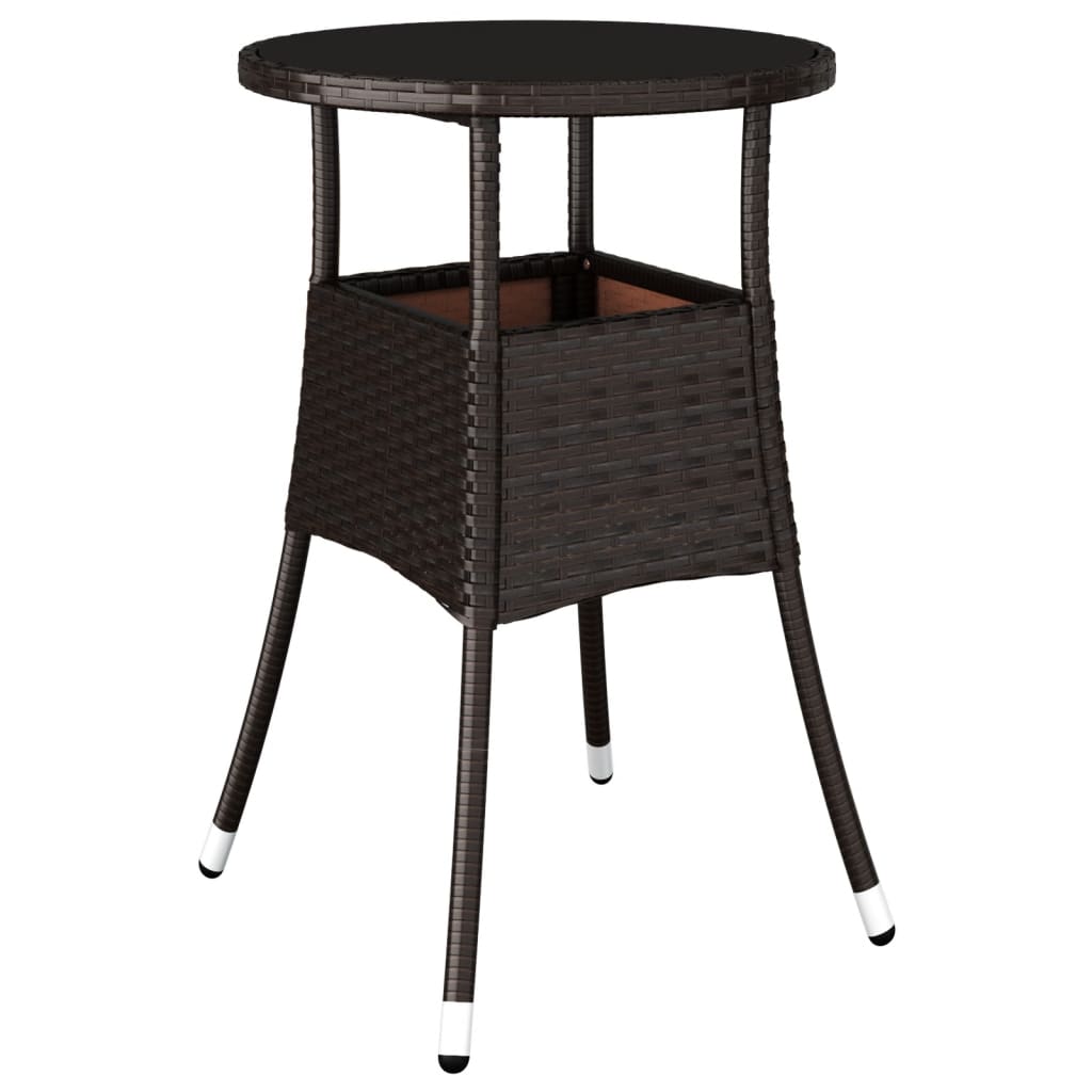 vidaXL 3-delige Bistroset met kussens poly rattan bruin