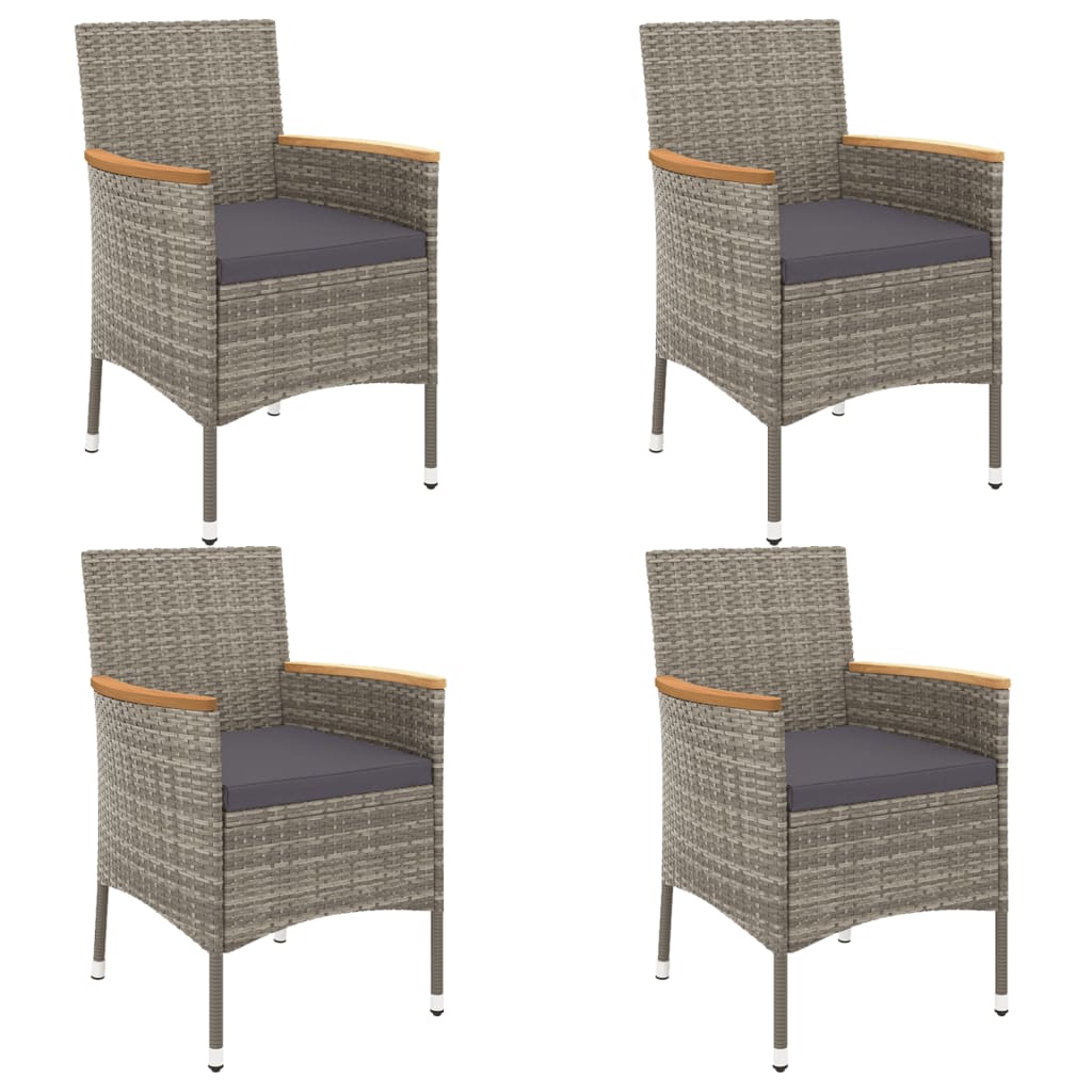 vidaXL 3-Piece Bistro Set with Cushions Poly Rattan Black