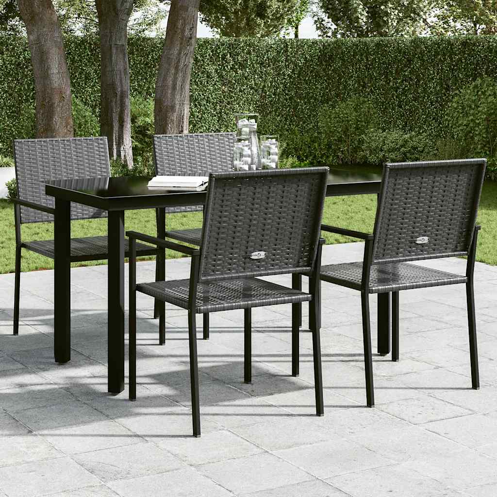 vidaXL Garden Table 200x100x74 cm Steel and Glass Black