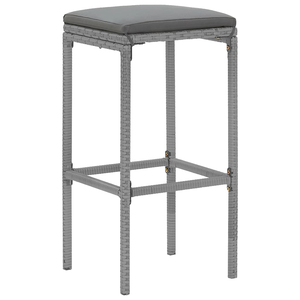 vidaXL 5-delige Tuinbarset met kussens poly rattan zwart