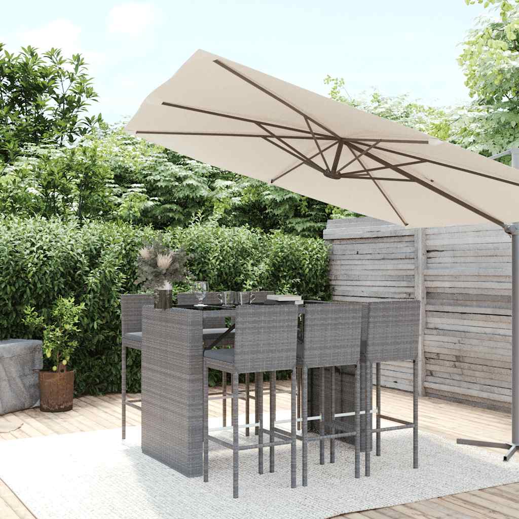vidaXL 5-delige Tuinbarset met kussens poly rattan zwart