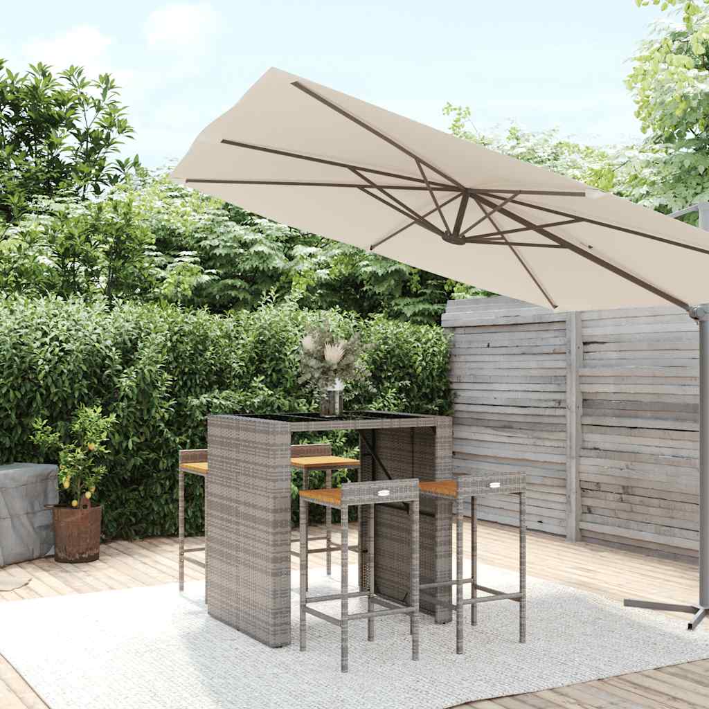 vidaXL 5-piece Garden Bar Set poly rattan and solid acacia wood black