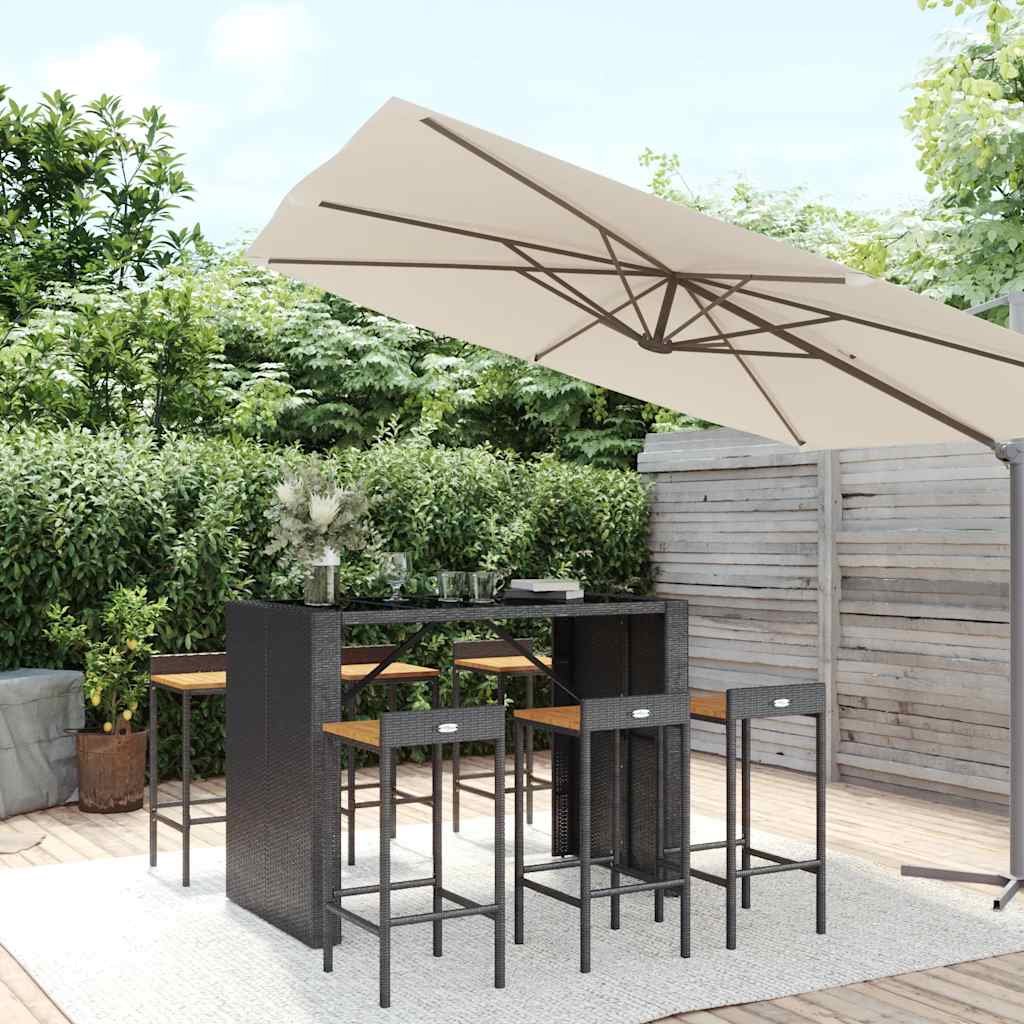 vidaXL 5-piece Garden Bar Set poly rattan and solid acacia wood black