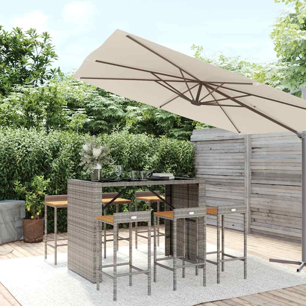 vidaXL 5-piece Garden Bar Set poly rattan and solid acacia wood black
