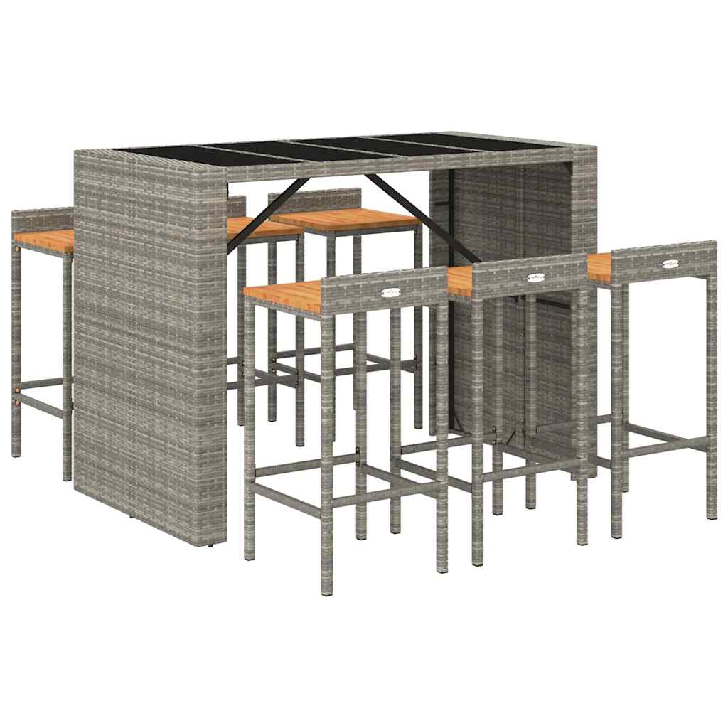 vidaXL 5-piece Garden Bar Set poly rattan and solid acacia wood black
