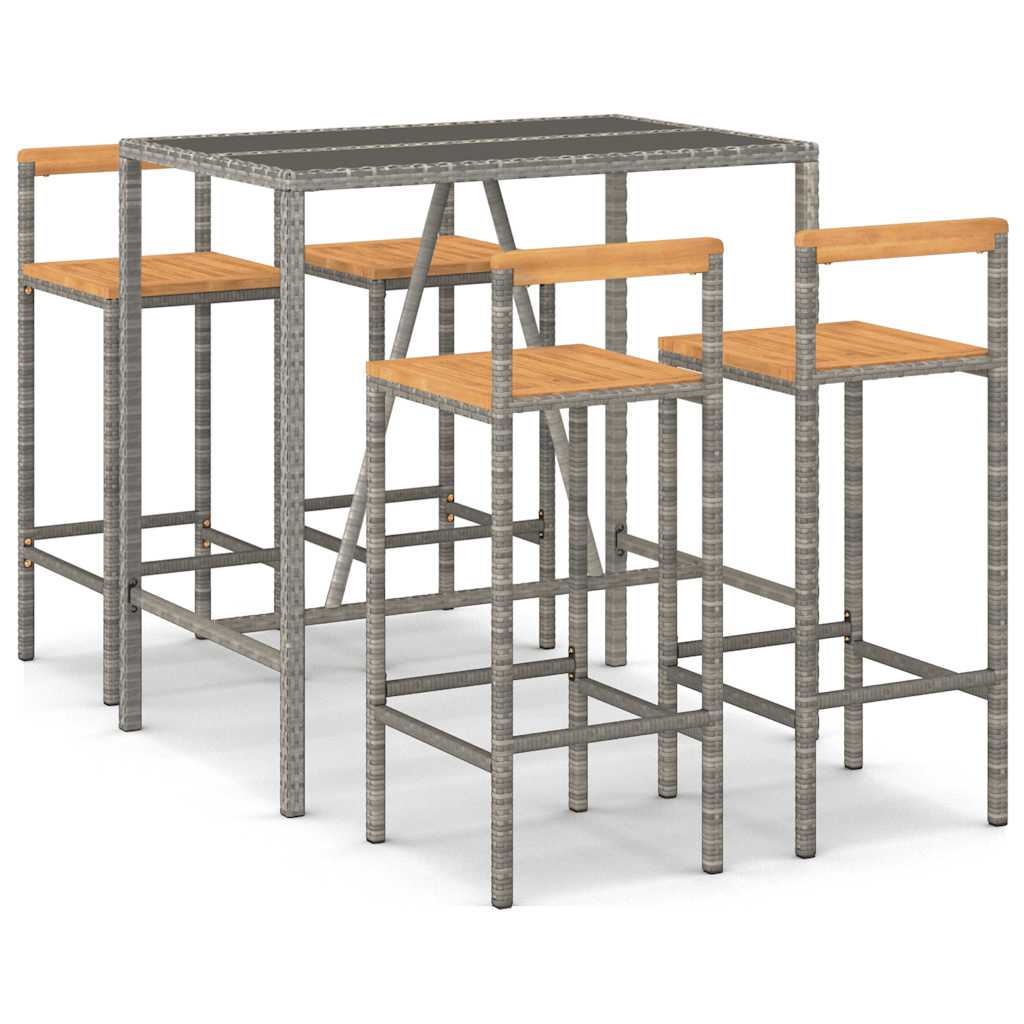 vidaXL 3-Piece Garden Bar Set Poly Rattan and Solid Acacia Wood Black