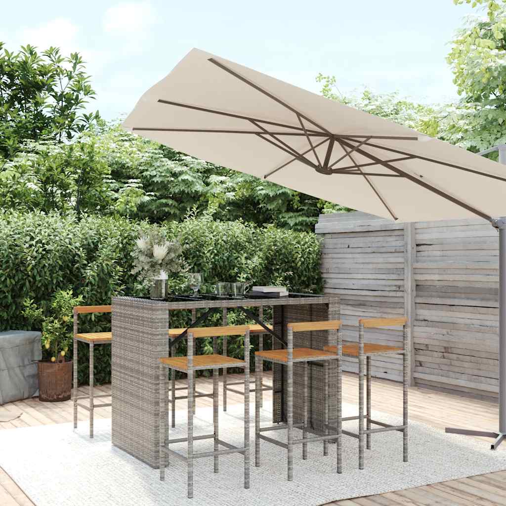 vidaXL 5-piece Garden Bar Set poly rattan and solid acacia wood black