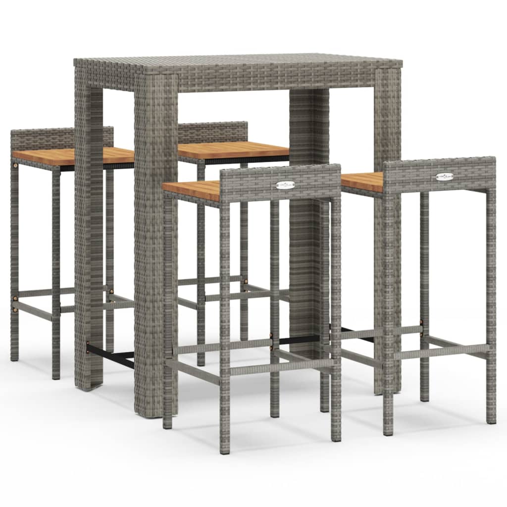 vidaXL 3-delige Tuinbarset poly rattan en massief acaciahout zwart