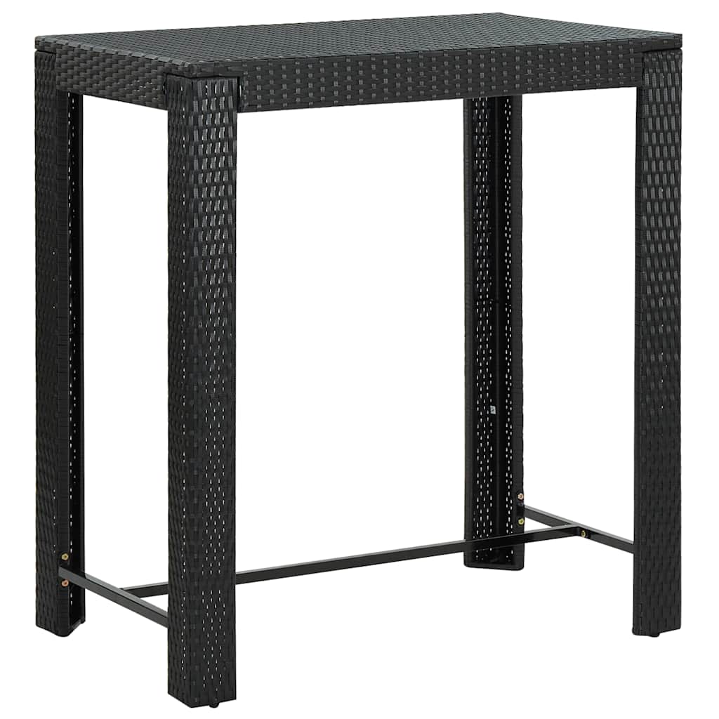 vidaXL 3-Piece Garden Bar Set Poly Rattan and Solid Acacia Wood Black