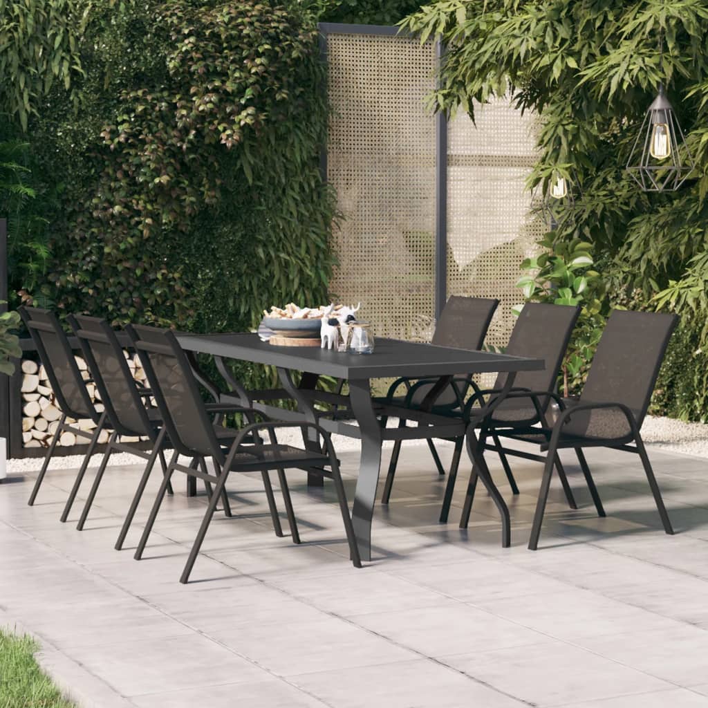 vidaXL Tuintafel 140x70x70 cm staal en glas zwart