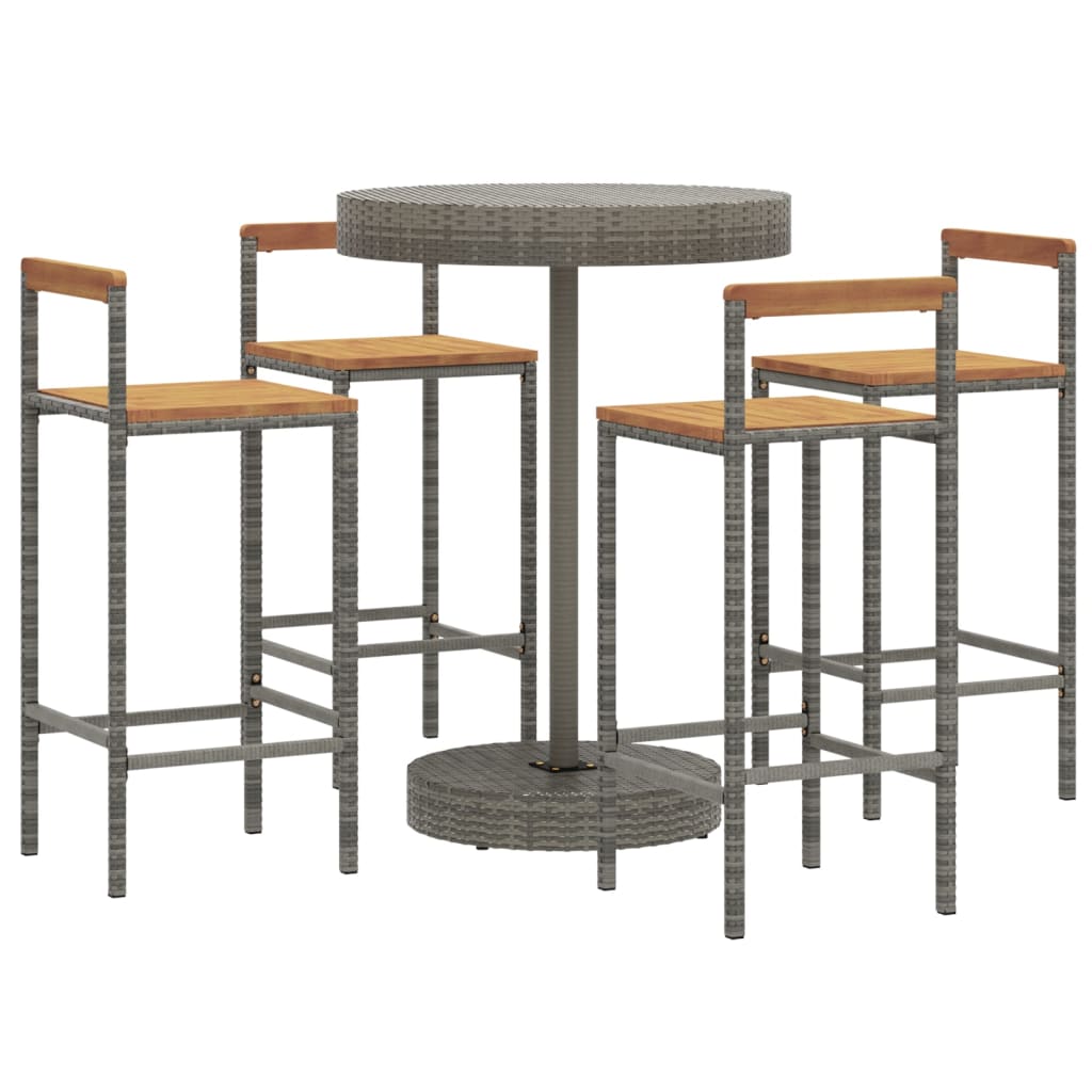 vidaXL 3-Piece Garden Bar Set Poly Rattan and Solid Acacia Wood Black