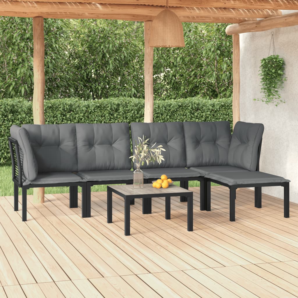 vidaXL 4-delige Loungeset poly rattan zwart en grijs