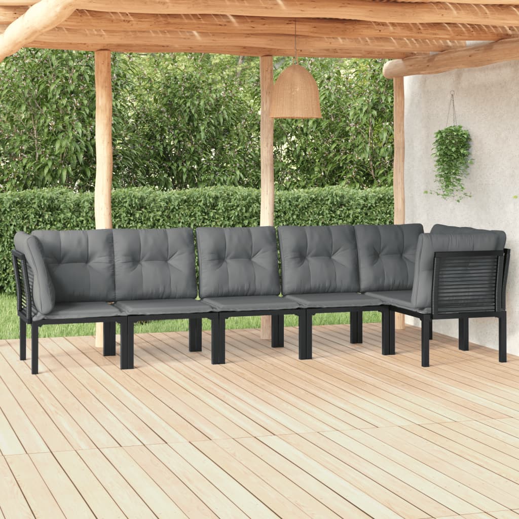 vidaXL 4-delige Loungeset poly rattan zwart en grijs