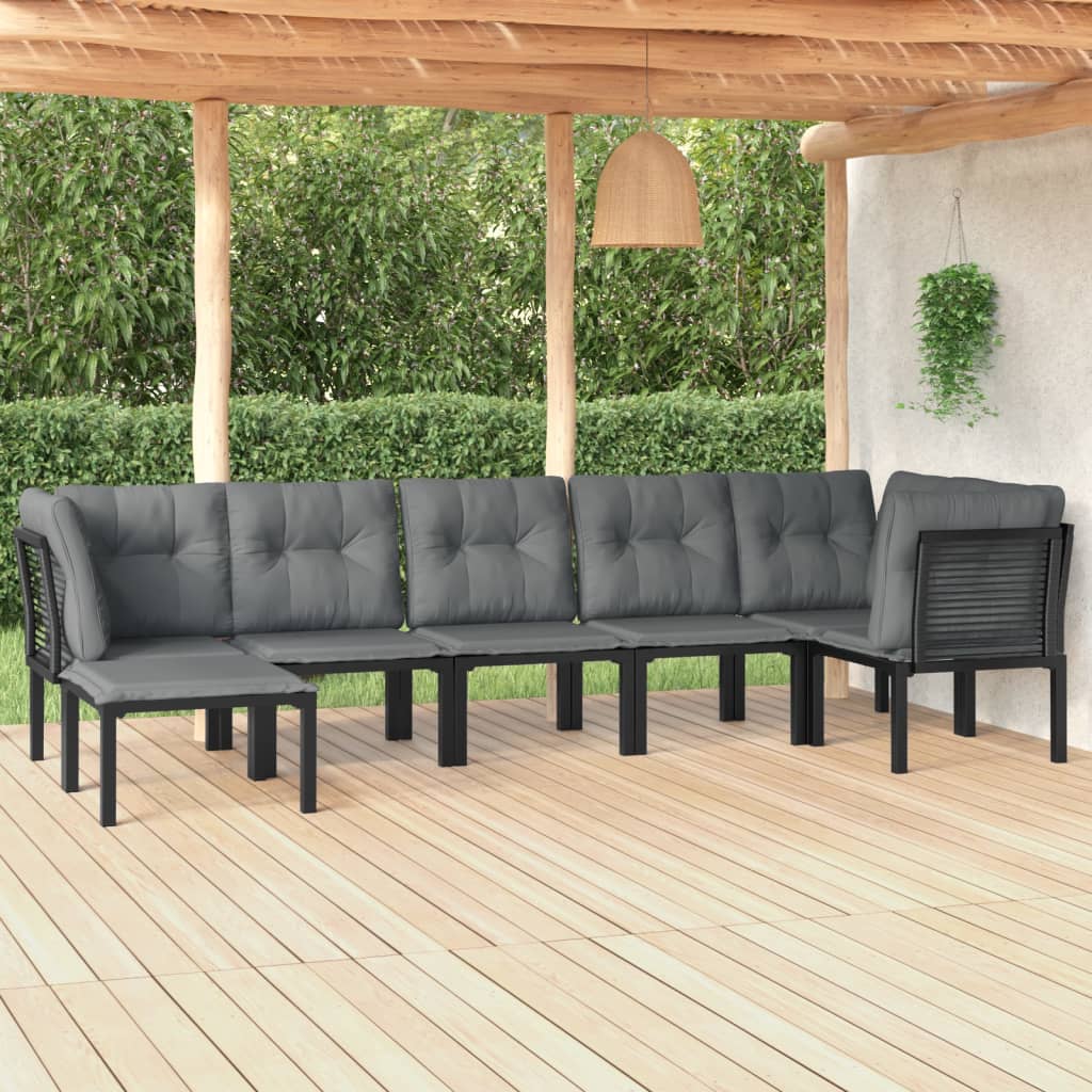 vidaXL 6-delige Loungeset poly rattan zwart en grijs