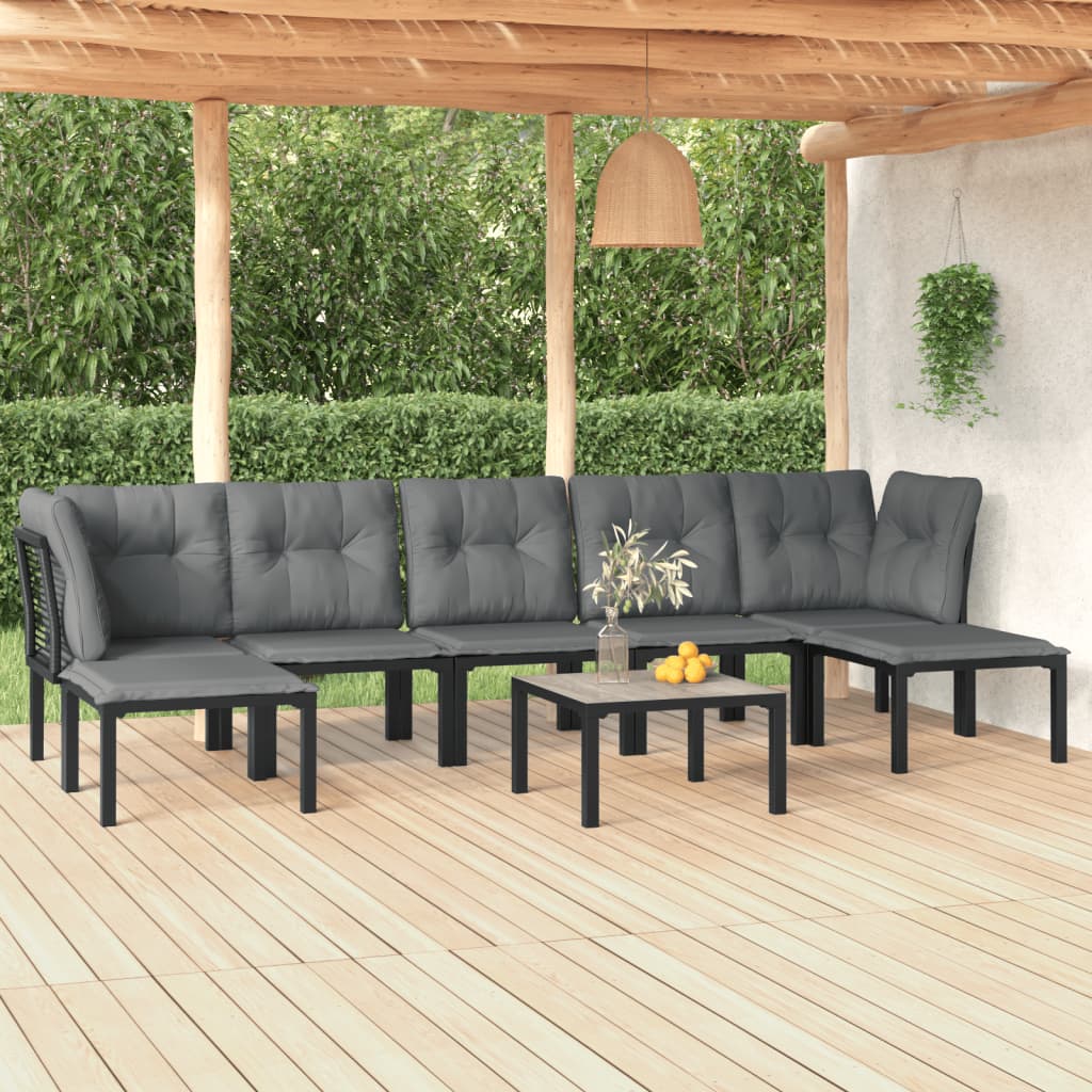 vidaXL 6-Piece Lounge Set Poly Rattan Black and Grey
