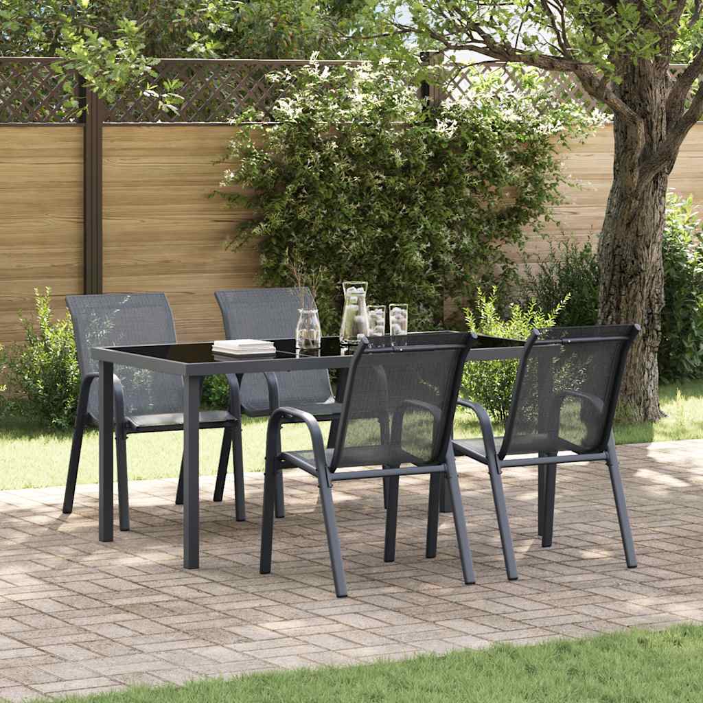 vidaXL Tuinstoelen stapelbaar 2 st textileen stof zwart