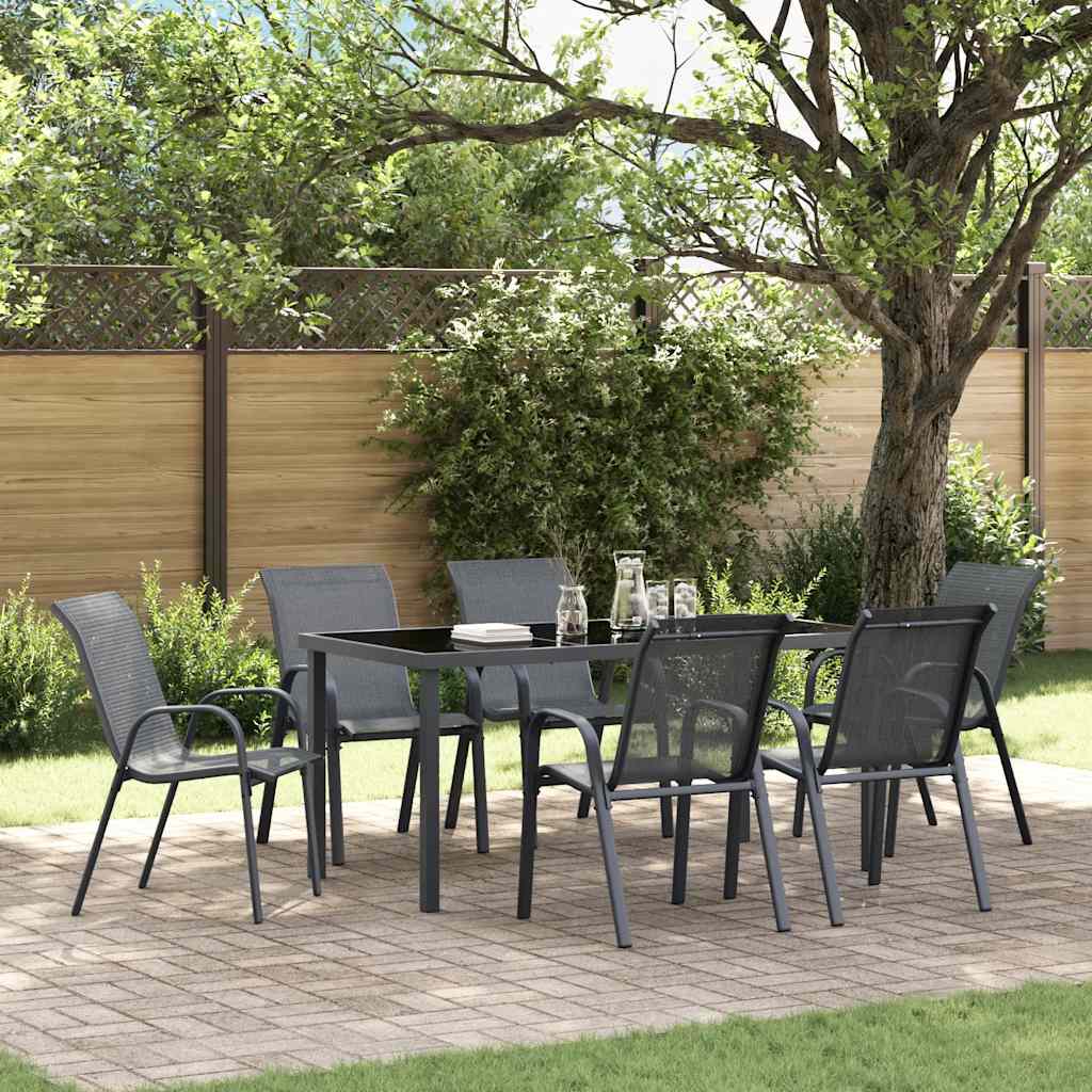 vidaXL Tuinstoelen stapelbaar 2 st textileen stof zwart