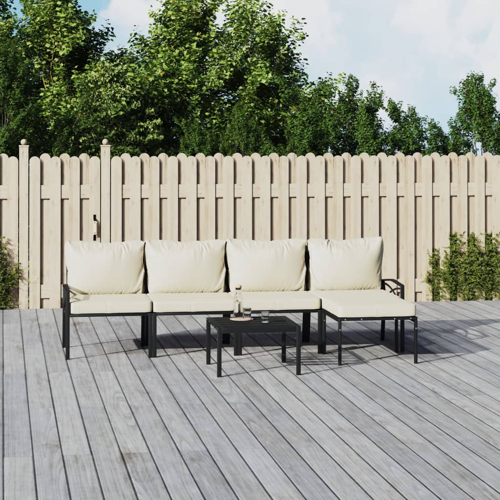vidaXL 6-delige Loungeset met kussens staal grijs
