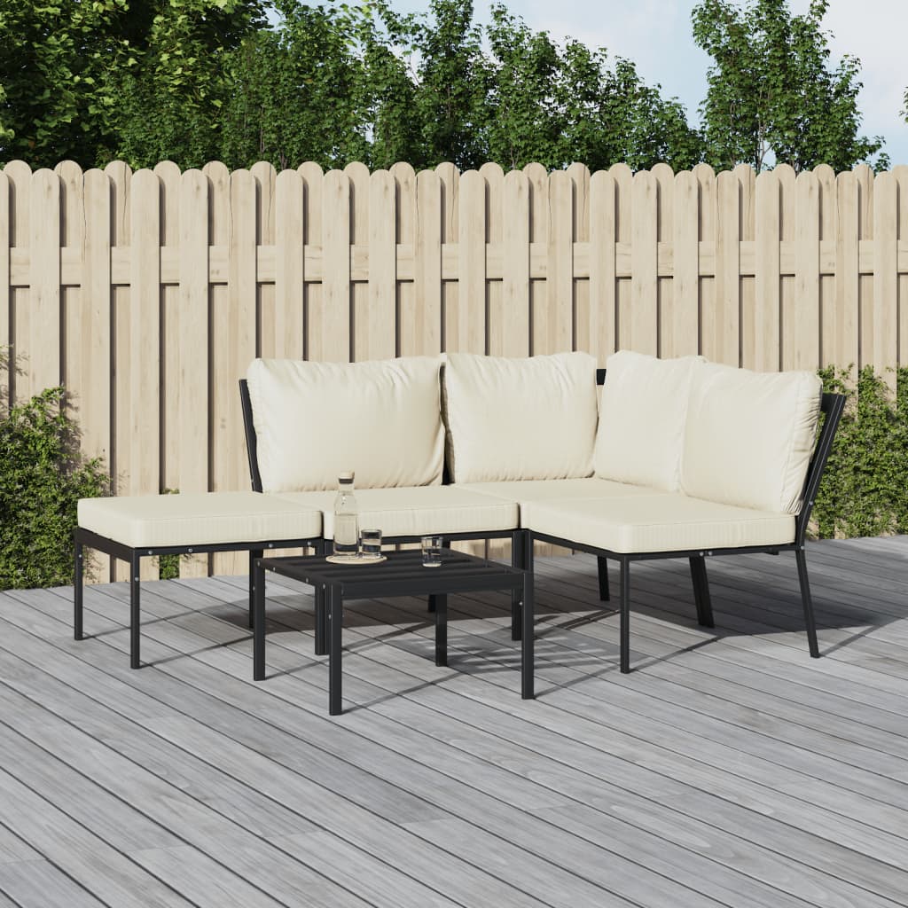 vidaXL 6-delige Loungeset met kussens staal grijs