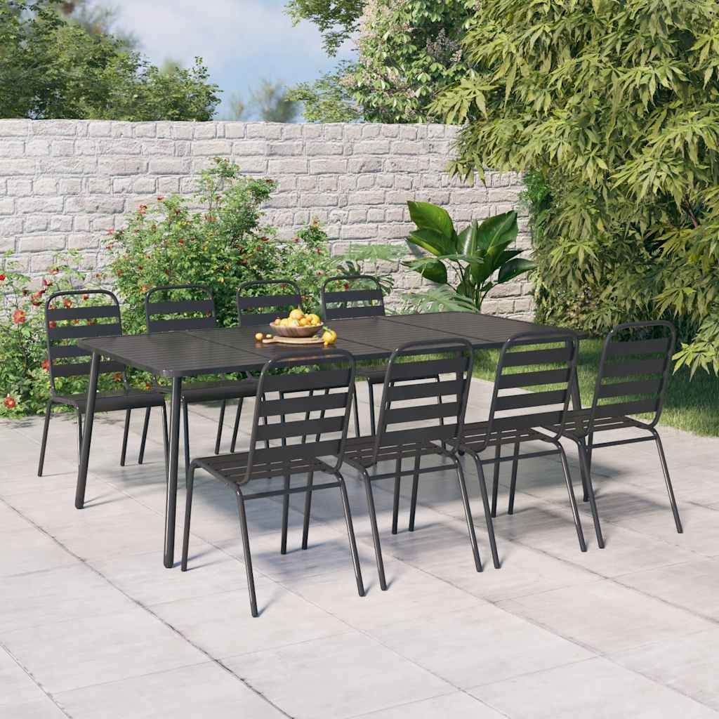 vidaXL 3-delige Tuinset staal antracietkleurig