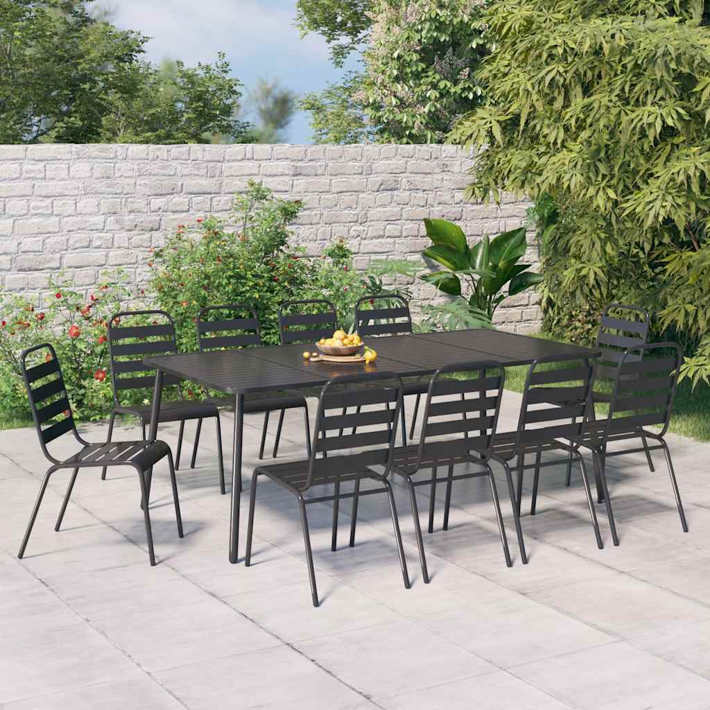 vidaXL 3-delige Tuinset staal antracietkleurig