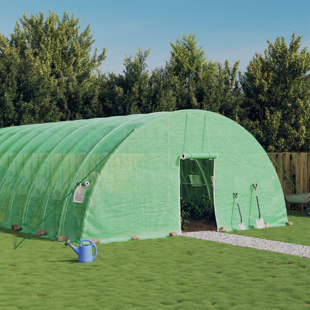 vidaXL Kas met stalen frame groen 24 m² 6x4x2,85 m