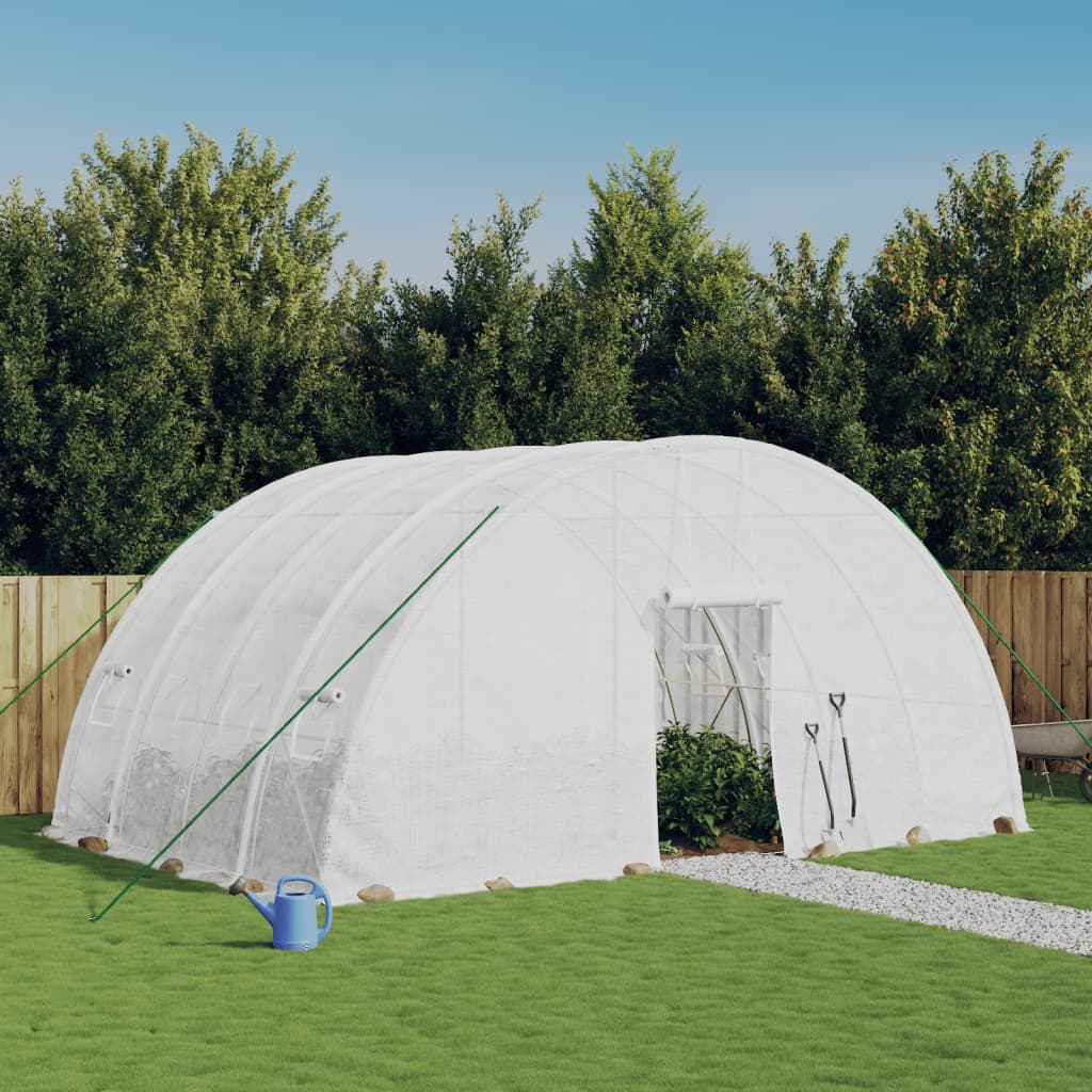 vidaXL Kas met stalen frame groen 24 m² 6x4x2,85 m