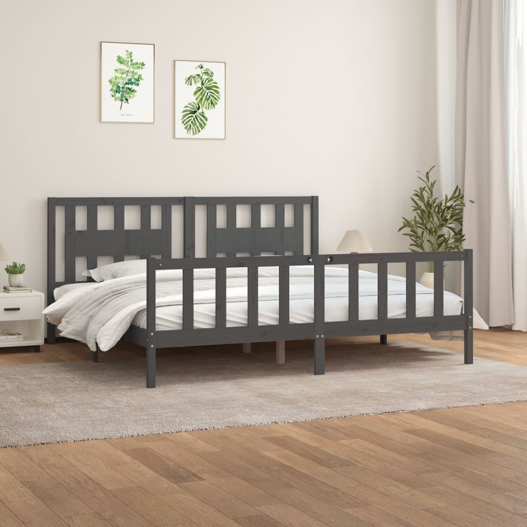 vidaXL Bed frame solid wood black 75x190 cm
