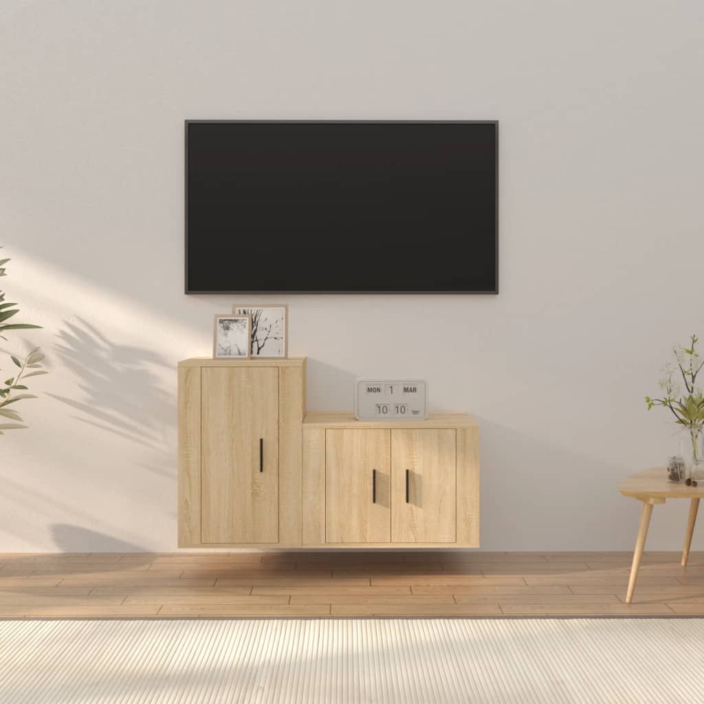 vidaXL 2-delige Tv-meubelset bewerkt hout wit