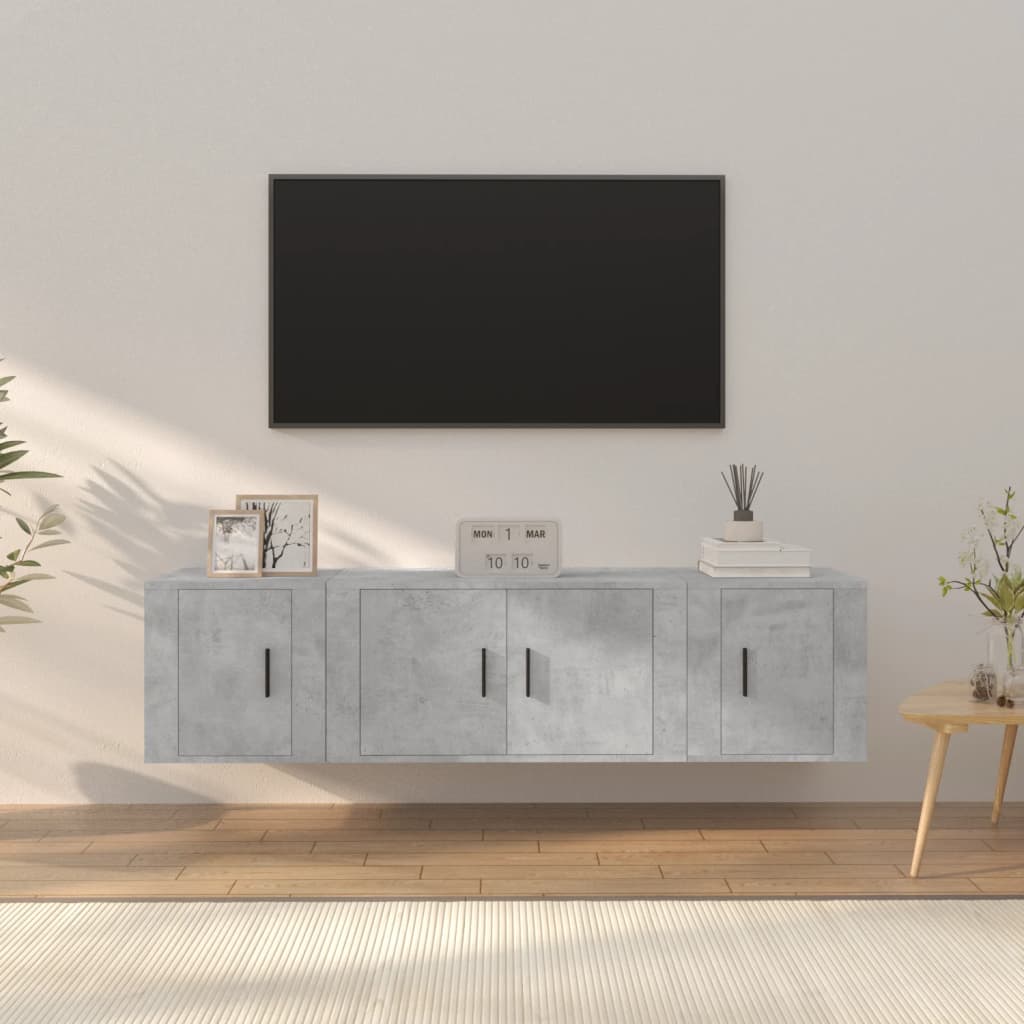 vidaXL 3-delige Tv-meubelset bewerkt hout wit