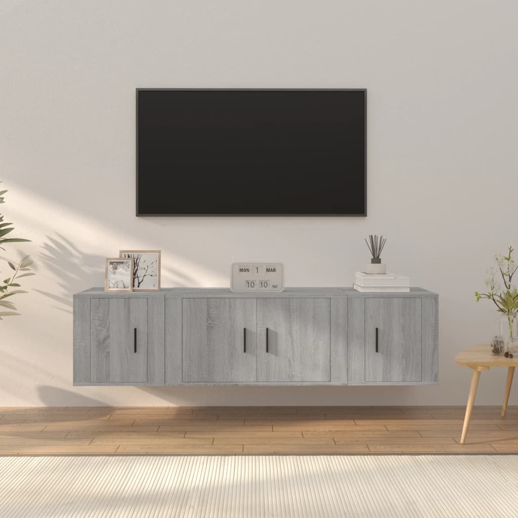 vidaXL 3-delige Tv-meubelset bewerkt hout wit