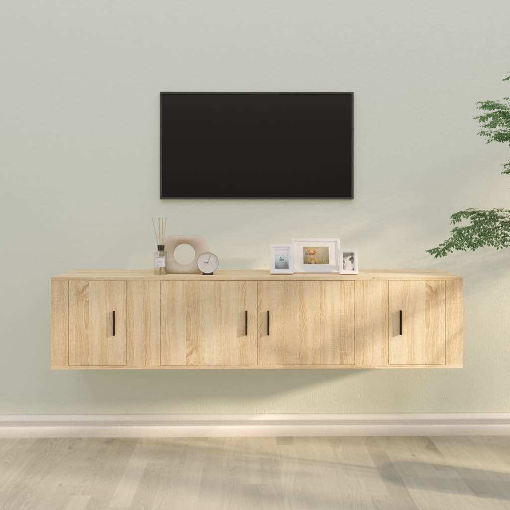 vidaXL 3-delige Tv-meubelset bewerkt hout wit