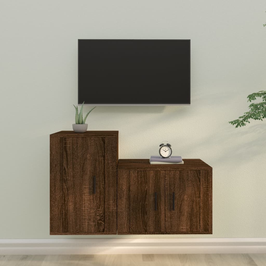 vidaXL 2-delige Tv-meubelset bewerkt hout wit