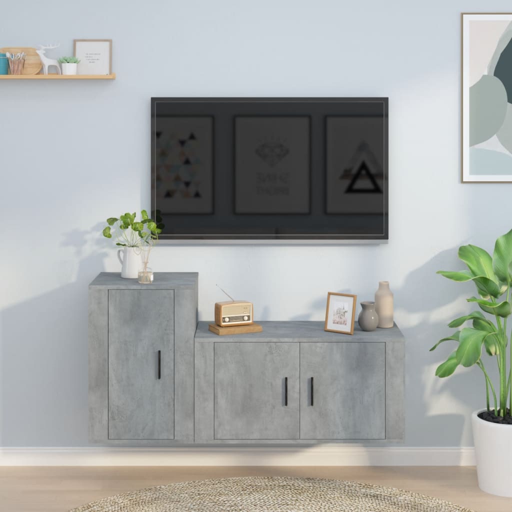 vidaXL 2-delige Tv-meubelset bewerkt hout hoogglans wit