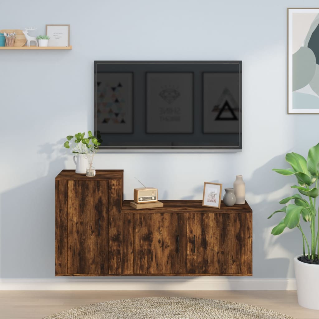 vidaXL 2-delige Tv-meubelset bewerkt hout hoogglans wit
